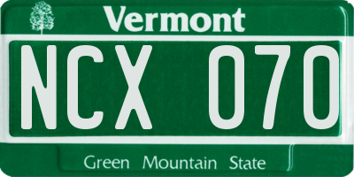 VT license plate NCX070