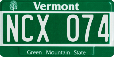 VT license plate NCX074