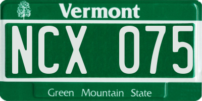 VT license plate NCX075