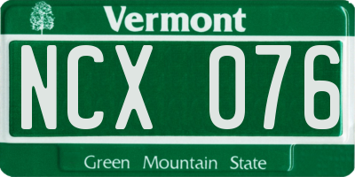 VT license plate NCX076
