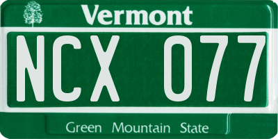 VT license plate NCX077