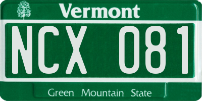 VT license plate NCX081