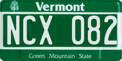 VT license plate NCX082
