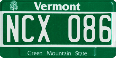VT license plate NCX086