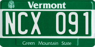 VT license plate NCX091