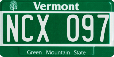 VT license plate NCX097
