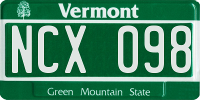 VT license plate NCX098