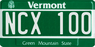 VT license plate NCX100