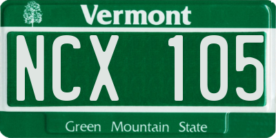 VT license plate NCX105