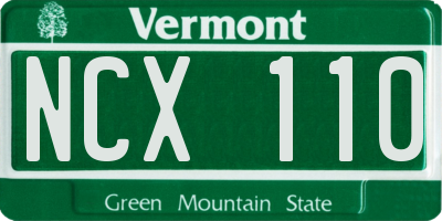 VT license plate NCX110