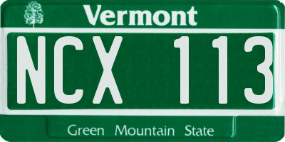 VT license plate NCX113