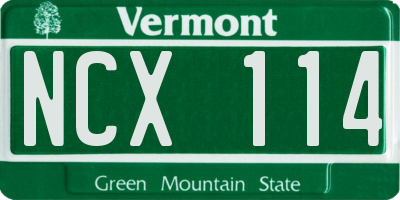 VT license plate NCX114