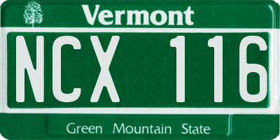 VT license plate NCX116