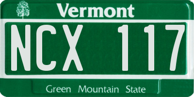 VT license plate NCX117