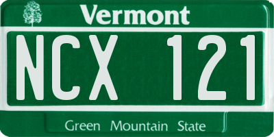 VT license plate NCX121