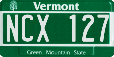 VT license plate NCX127