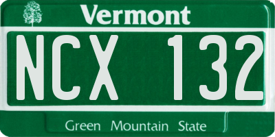 VT license plate NCX132