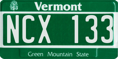 VT license plate NCX133