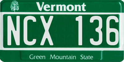 VT license plate NCX136