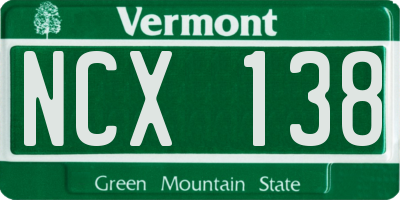 VT license plate NCX138
