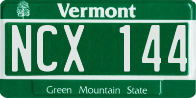 VT license plate NCX144