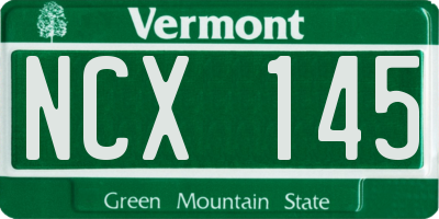 VT license plate NCX145