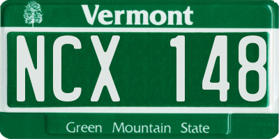 VT license plate NCX148