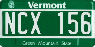 VT license plate NCX156