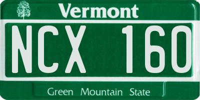 VT license plate NCX160