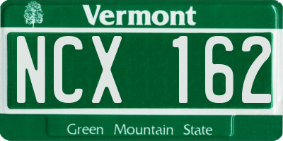 VT license plate NCX162