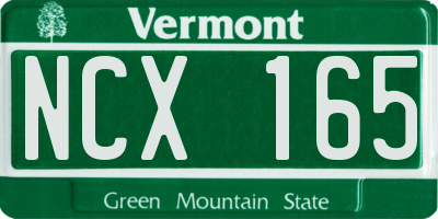 VT license plate NCX165