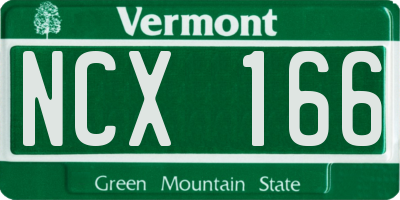 VT license plate NCX166
