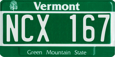 VT license plate NCX167