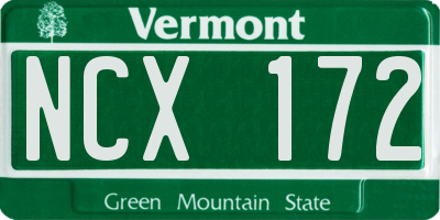 VT license plate NCX172