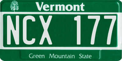 VT license plate NCX177
