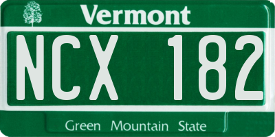VT license plate NCX182