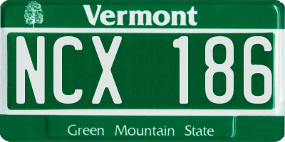 VT license plate NCX186
