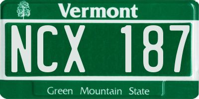 VT license plate NCX187