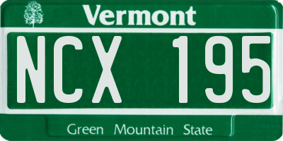 VT license plate NCX195