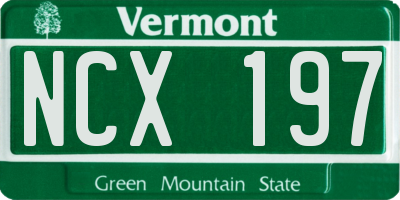 VT license plate NCX197