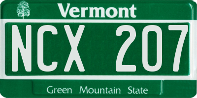 VT license plate NCX207
