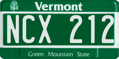 VT license plate NCX212