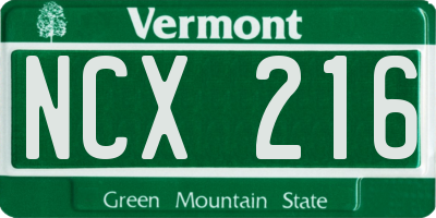 VT license plate NCX216