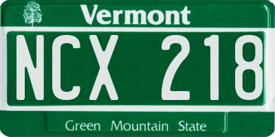 VT license plate NCX218