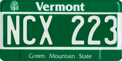 VT license plate NCX223