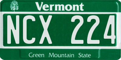 VT license plate NCX224