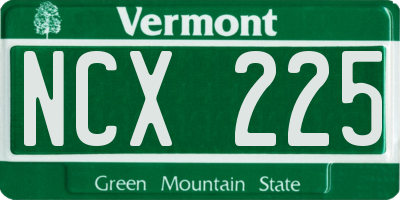 VT license plate NCX225