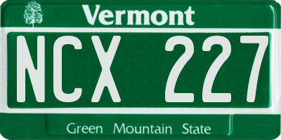 VT license plate NCX227