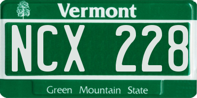 VT license plate NCX228