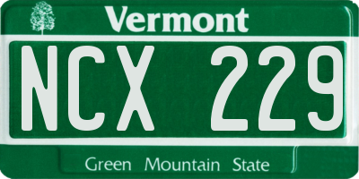 VT license plate NCX229